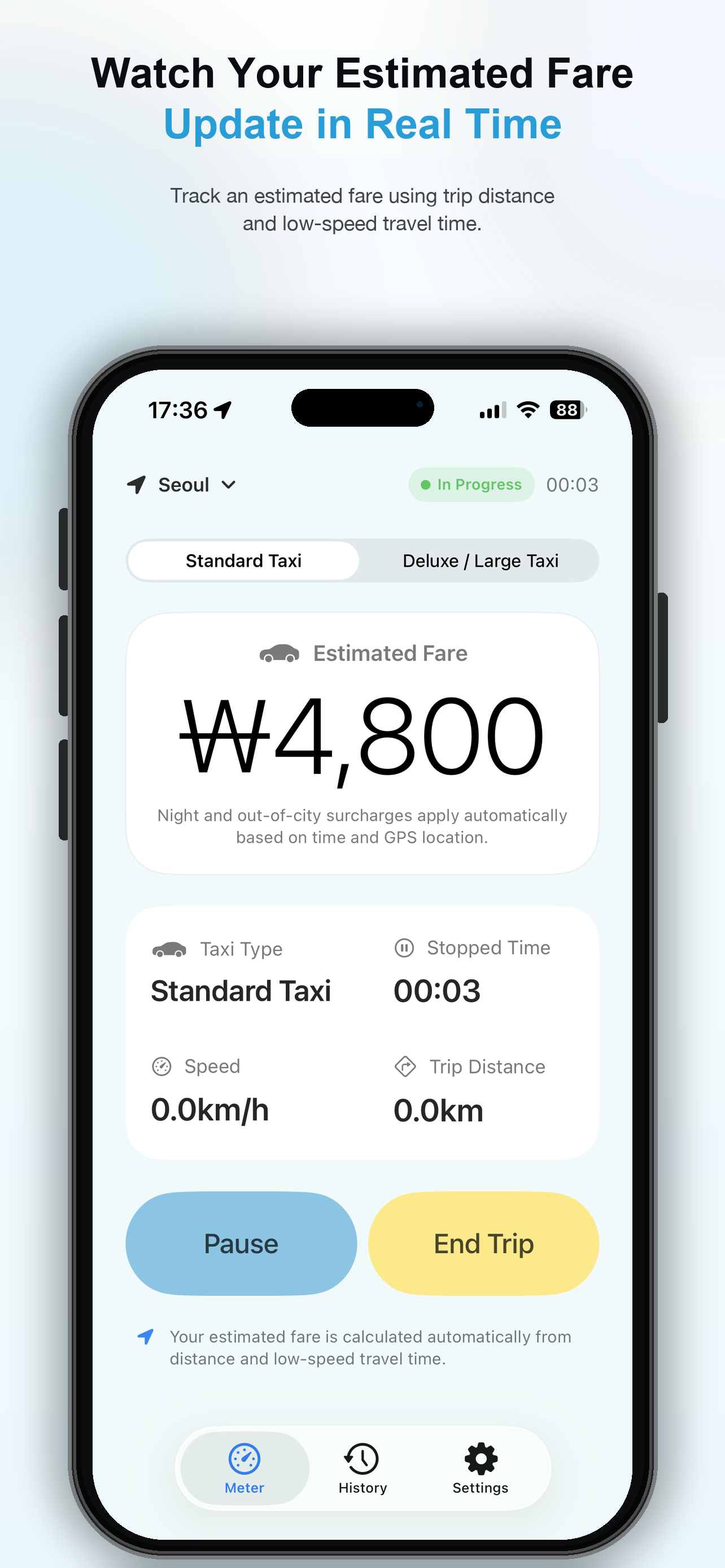 Flow Taxi app screen 1