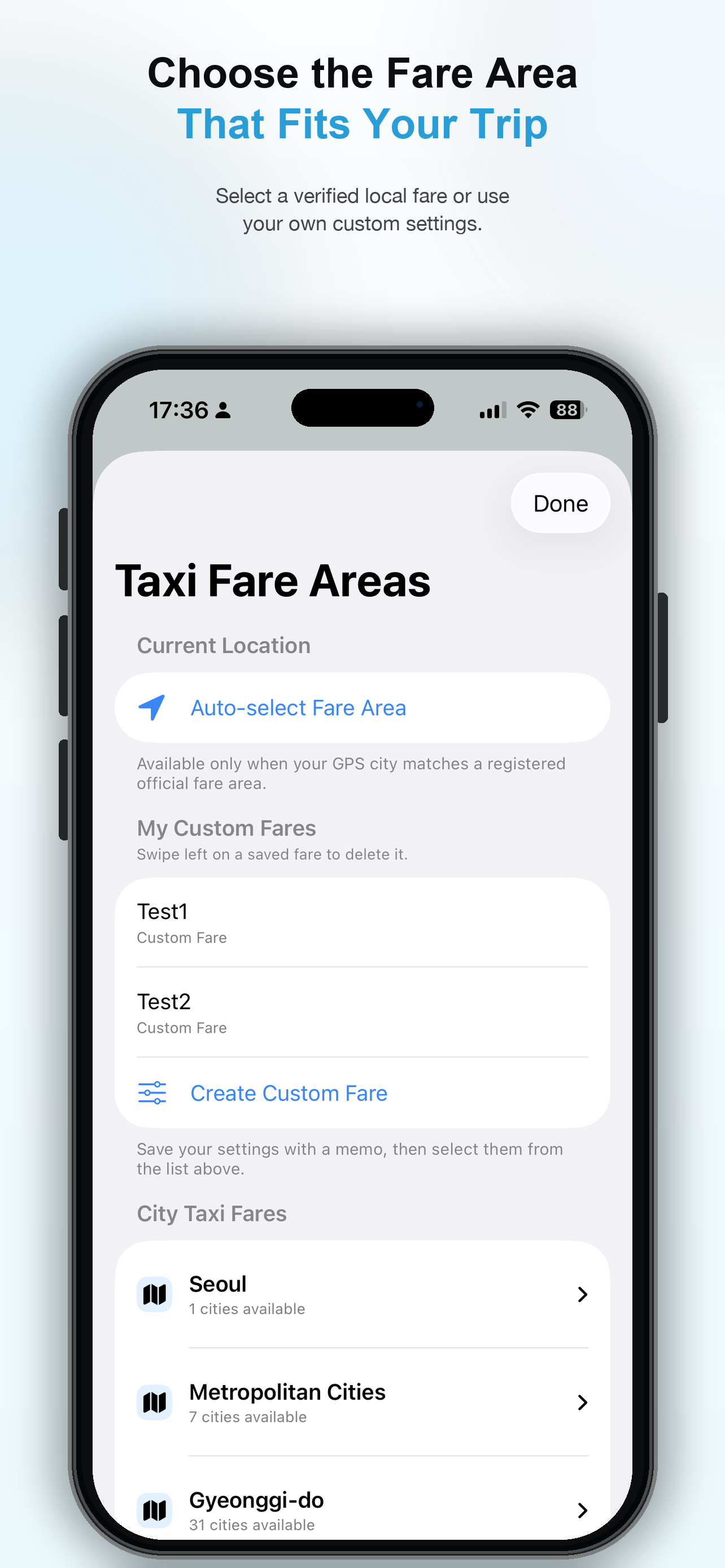 Flow Taxi app screen 2