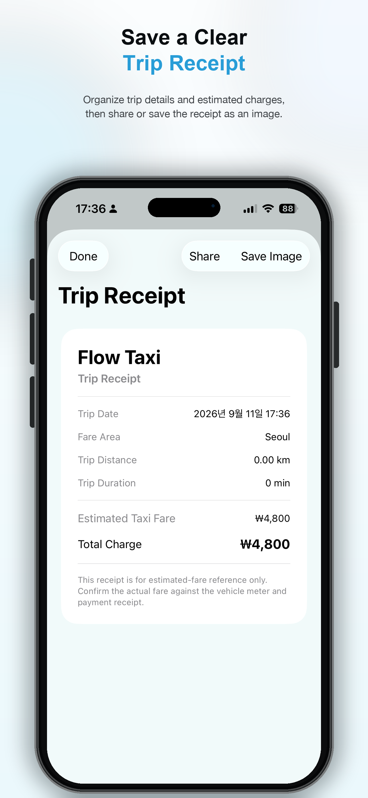 Flow Taxi app screen 7